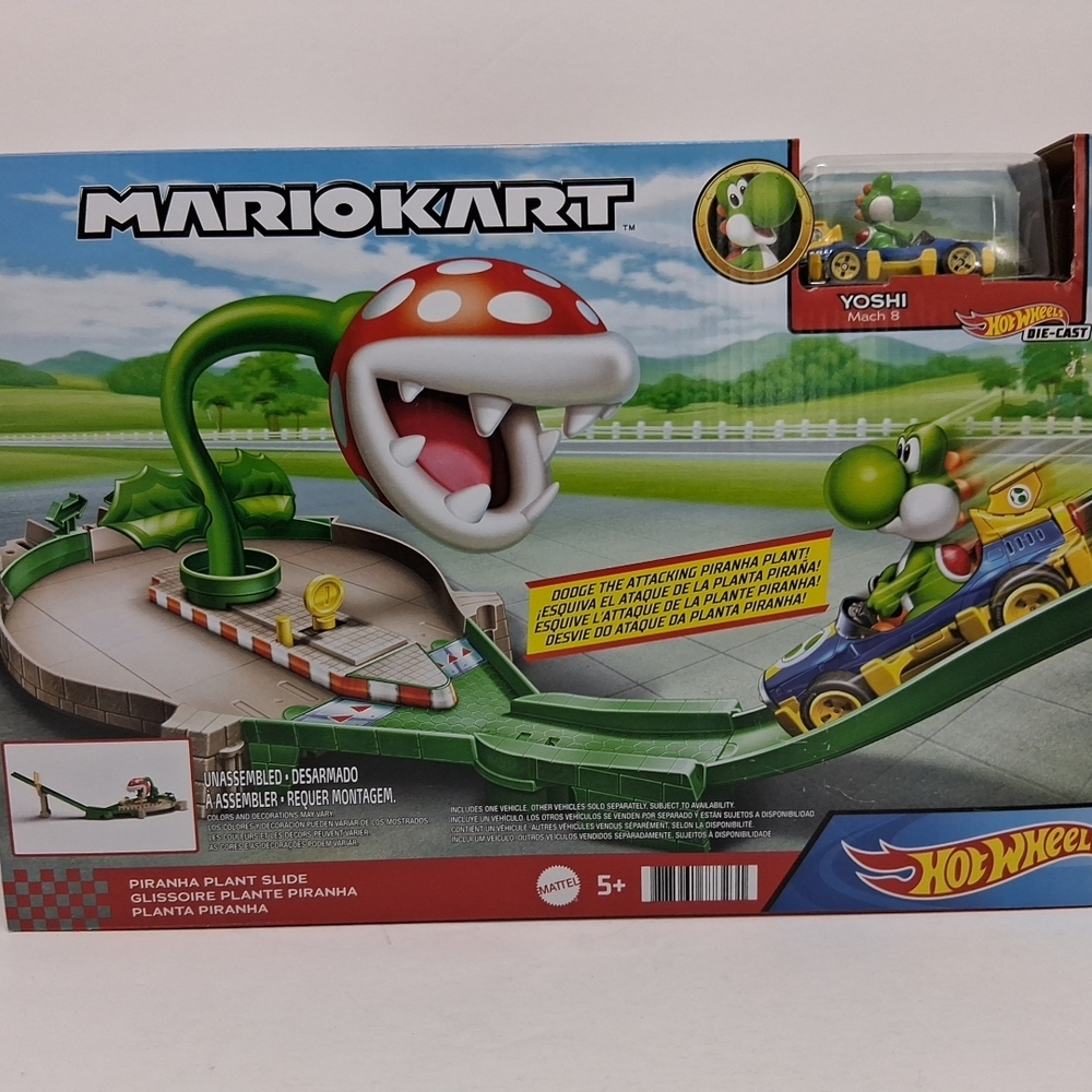 Hot Wheels Mario Kart Piranha Plant Slide Track Set - Green